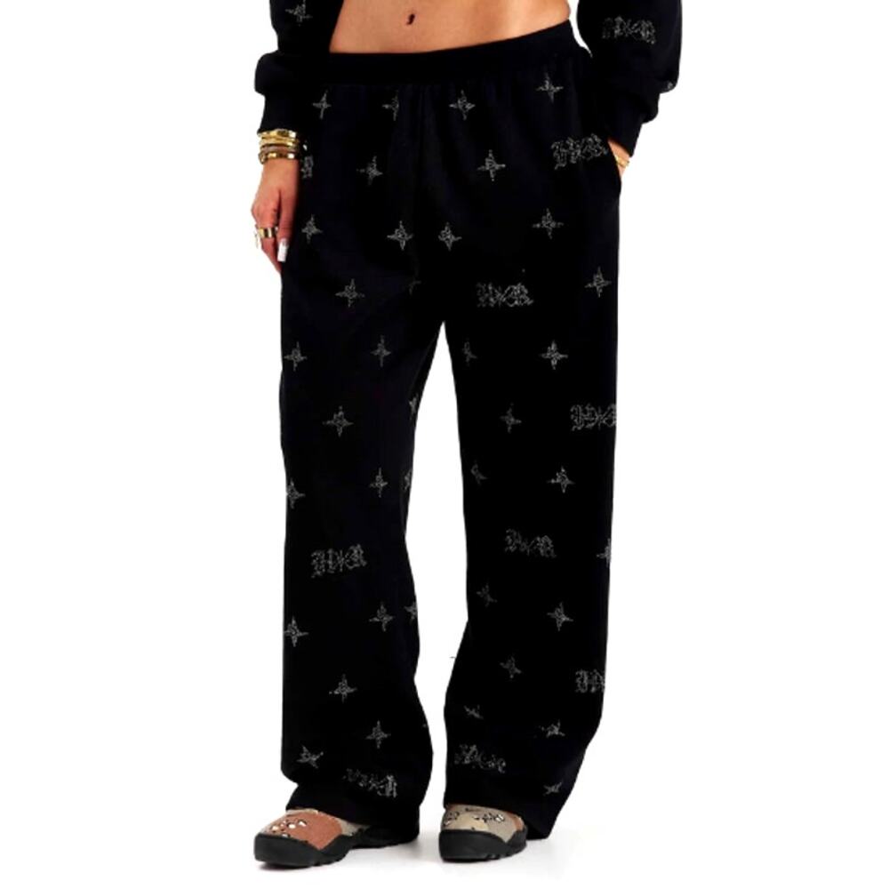 Hoodrich Black Rhinestone Razor Oversized Wide Leg Joggers Size XL